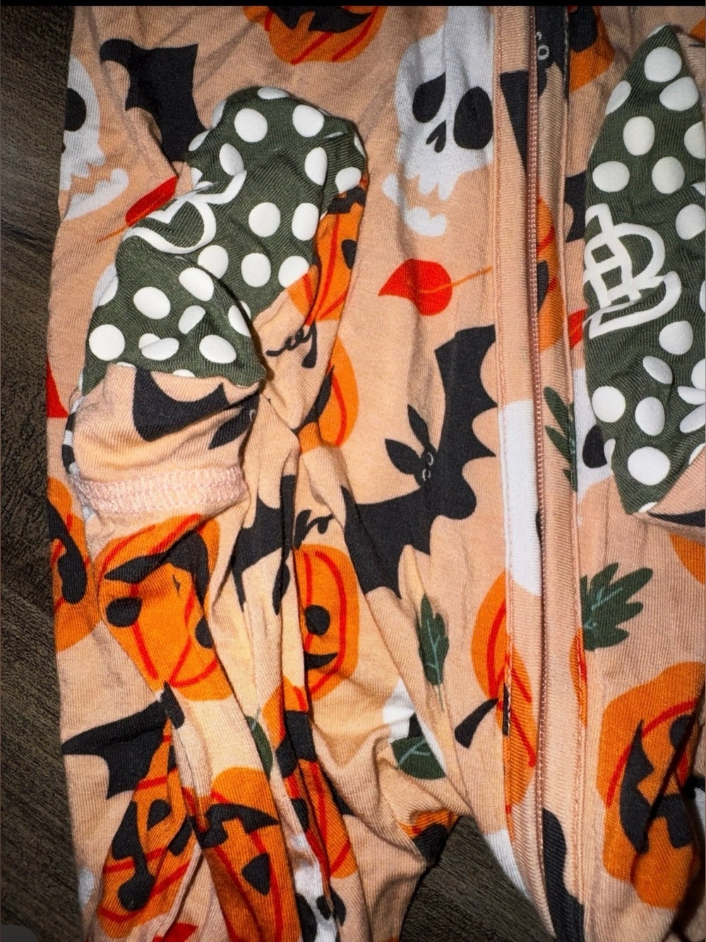 Little Bum Bums OG Halloween Pumpkins Bats Bamboo Footie 6-9M Retired Rebrand - Picture 3 of 9